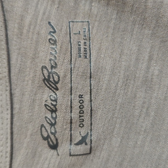 Eddie Bauer Outdoor Womens Comfy Slub Knit Faux Wrap Top Tan Cotton/Tencel Sz L - Picture 6 of 7